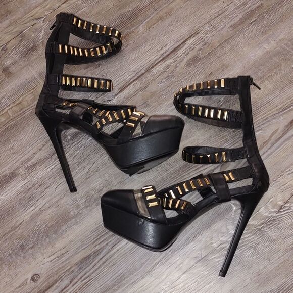 shoe republic la platform gladiator grommet  5.5" heels  Sz 8.5 - Picture 1 of 6